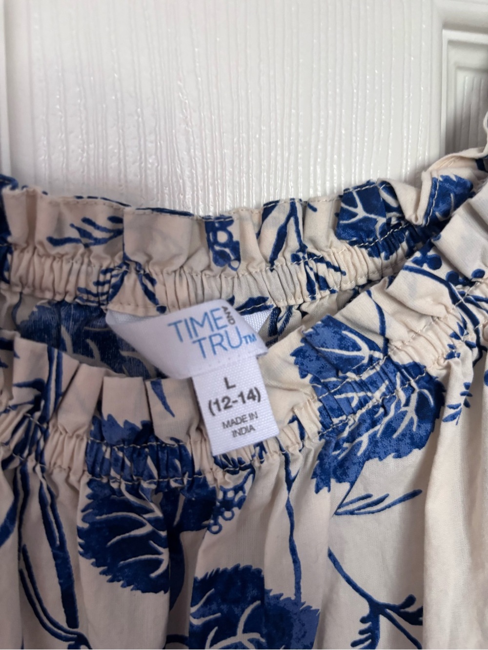 Time and Tru Cream Dress with Blue Floral Print - Picture 3 of 3